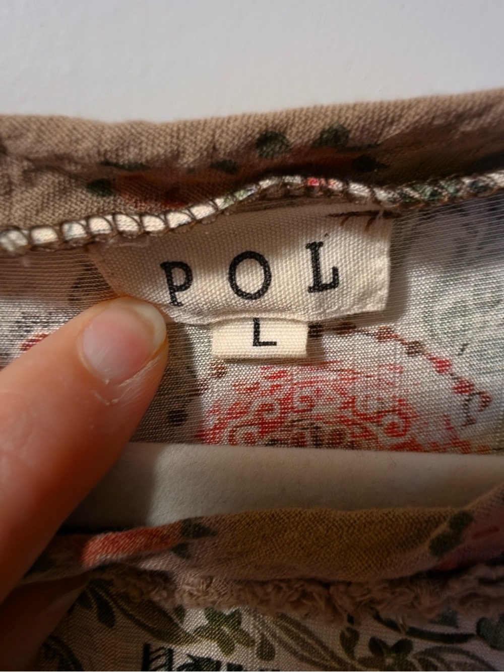 POL Anthropologie Boho Patchwork waffle thermal floral brown cream pullover Top - Picture 4 of 4
